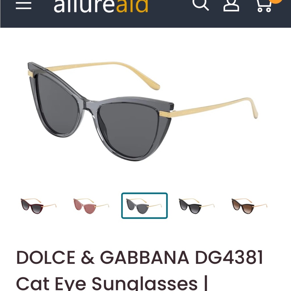 New Dolce & Gabbana DG4381 3268/87 Grey Cat-Eye Sunglasses with Gold Detail - Picture 3 of 13